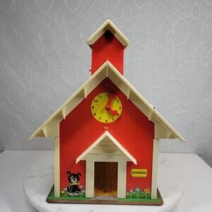 Vintage Fisher Price Play Family School 12" Red 1971 Little People Retro Toy